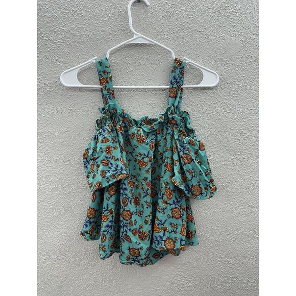 Primark Womens Blouse Size 8 Blue Floral Cold Shoulder Short Sleeve - Picture 2 of 14